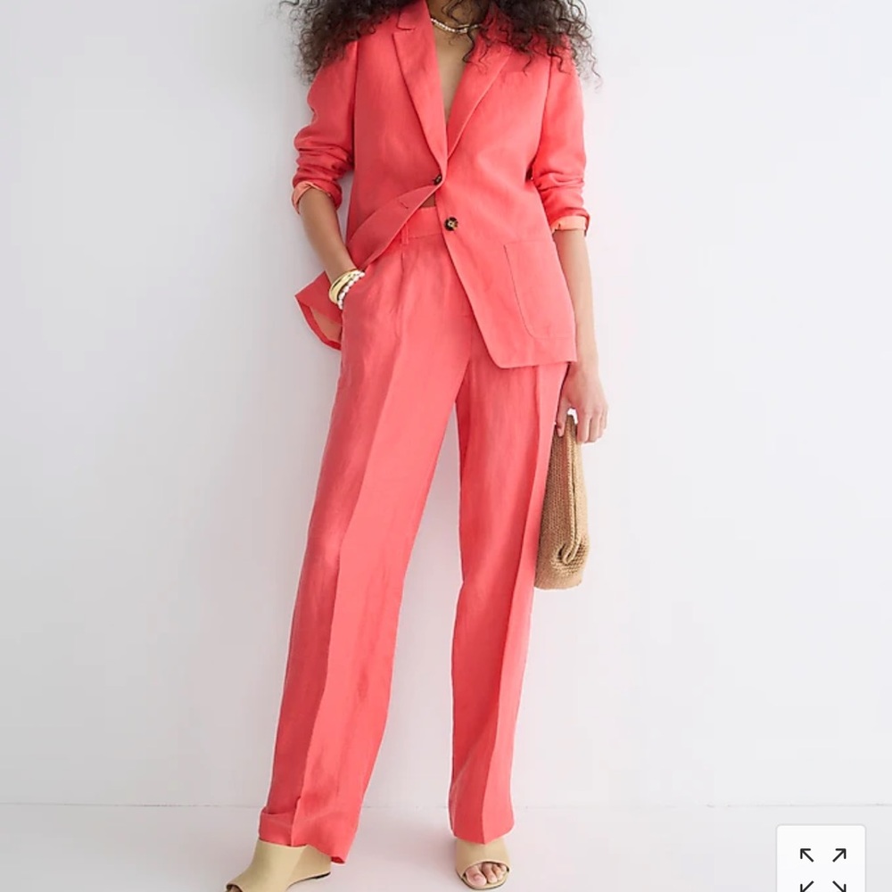 J crew straight leg linen cupro pant